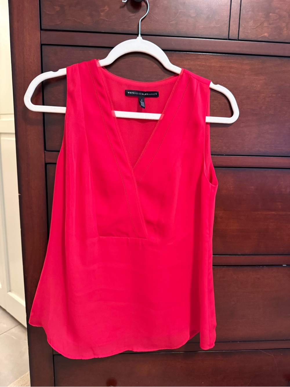 White House Black Market Bright Red V-Neck Sleeveless Camisole